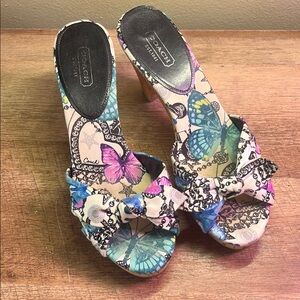 Coach Blue and Purple Butterfly Heels with Whimsical Design
